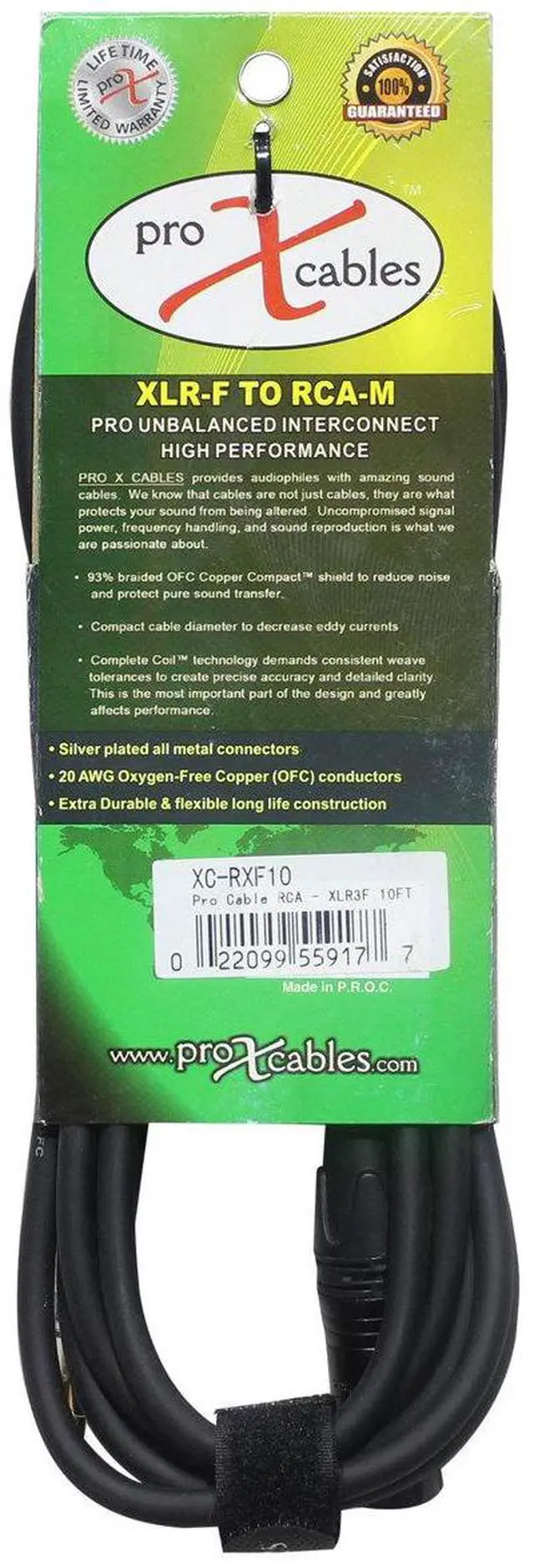 Alt view image 2 of 4 - ProX XC-RXF10 10' RCA-M to XLR3-F Unbalanced High Performance Audio Cable