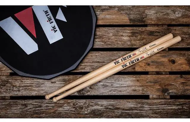Alt view image 8 of 8 - Vic Firth Corpsmaster Roger Carter Signature Marching Snare Drum Sticks Wood