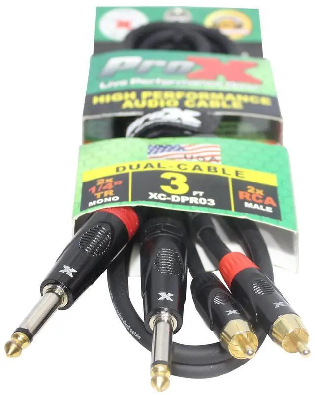 Alt view image 3 of 5 - ProX XC-DPR03 3' Dual 1/4" TS-M to Dual RCA-M Unbalanced High Performance Audio Cable