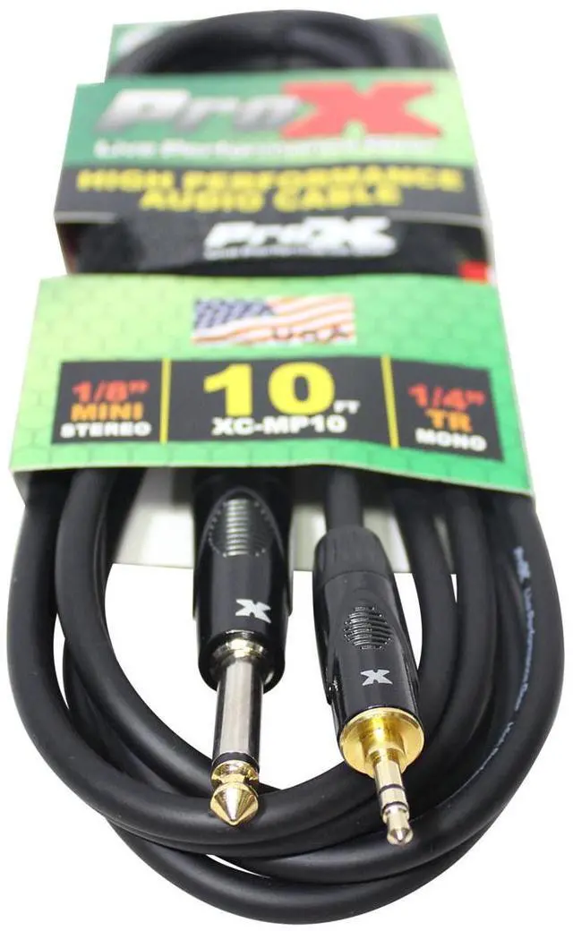 Alt view image 3 of 4 - ProX XC-MP10 10' 1/8" (3.5mm) TRS-M Mini to TS-M Unbalanced High Performance Audio Cable
