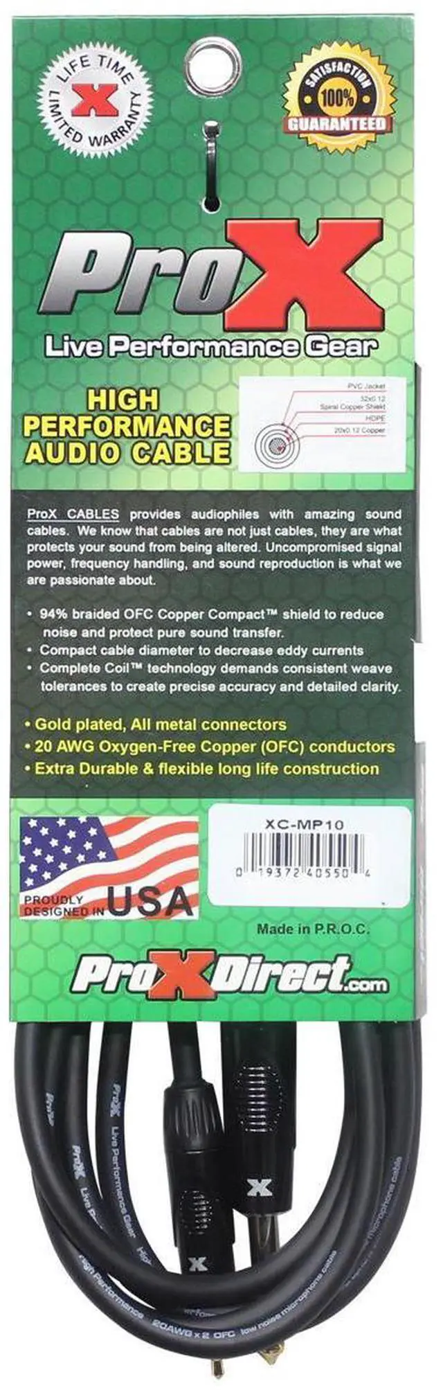 Alt view image 2 of 4 - ProX XC-MP10 10' 1/8" (3.5mm) TRS-M Mini to TS-M Unbalanced High Performance Audio Cable