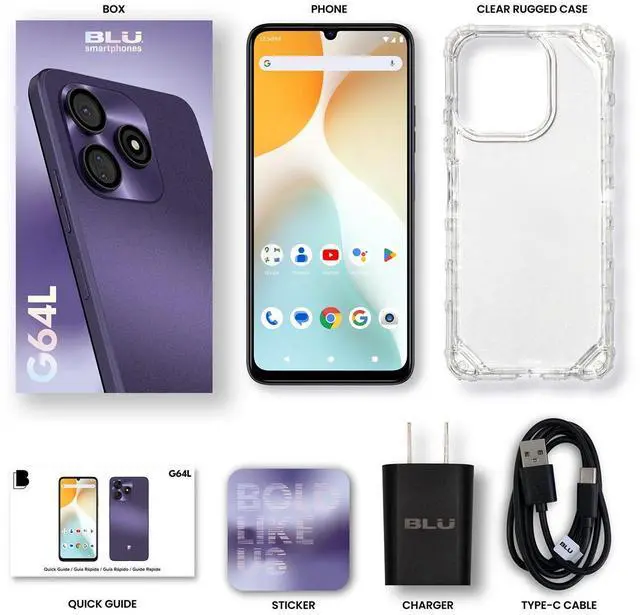 Alt view image 11 of 12 - BLU G64L G0991WW 64GB Dual-SIM GSM Unlocked, Purple