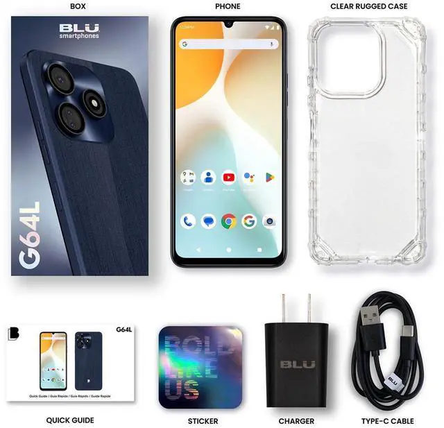 Alt view image 13 of 13 - BLU G64L G0991WW 128GB Dual-SIM GSM Unlocked, Deep Blue