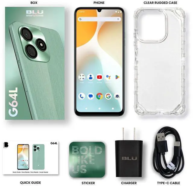 Alt view image 11 of 12 - BLU G64L G0990WW 128GB Dual-SIM GSM Unlocked Android, Green