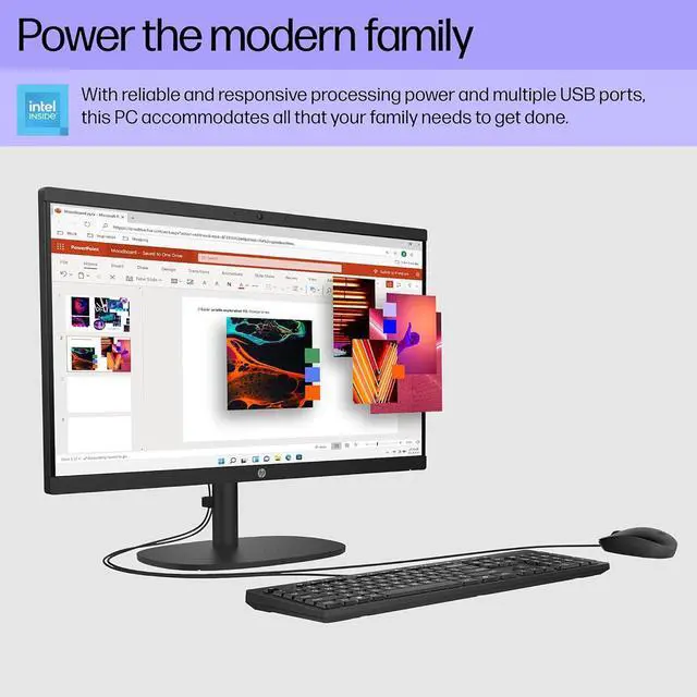 Alt view image 3 of 16 - HP 22-dg0340 21.5" Full HD All-in-One Desktop Computer, Intel N200 1.0GHz, 8GB RAM, 512GB SSD, Windows 11 Home, Jet Black