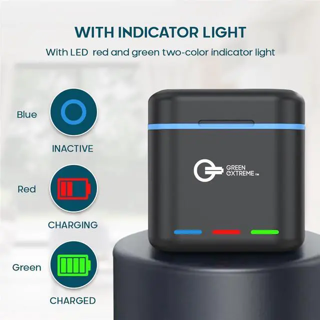 Alt view image 6 of 7 - Green Extreme Battery Charger Kit for GoPro Hero 12 11 10 9, 2-Pack Battery + Triple Charge Case with Type-C Charging Cord 1730mAh, Cold Weather Version, GoPro Replacement Batteries