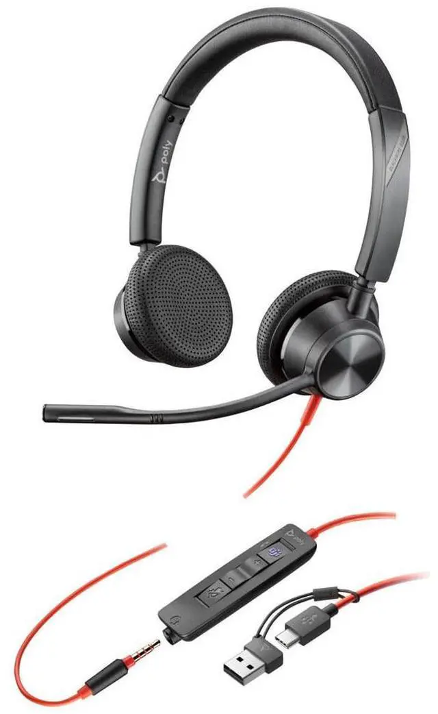 Alt view image 3 of 7 - Poly Blackwire 3325 Headset - Microsoft Teams Certification - Stereo - USB Type C, Mini-phone (3.5mm) - Wired - 32 Ohm - On-ear - Binaural - Ear-cup - 7 ft Cable - Omni-directional Microphone - Black