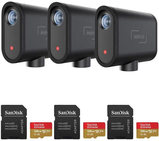Main image of Mevo Start All-In-One Full HD Live Streaming Camera with 128GB microSDXC Memory Card and Adapter, 3-Pack
