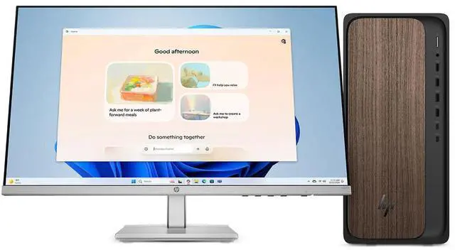 Alt view image 6 of 15 - HP OmniDesk M03-0010 AI Desktop Computer, Intel Core Ultra 5 225 3.3GHz, 16GB RAM, 512GB SSD, Windows 11 Home, Jack Black/Dark Wood