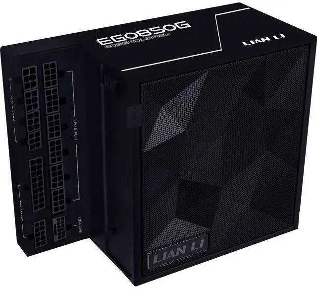 Alt view image 8 of 14 - Lian Li EDGE850W Fully Modular Low-Noise ATX Power Supply - ATX 3.1 & PCIE 5.1 Compliant - Cybenetics Gold Efficiency - 12V-2x6 Cable - L-Shape Design - Without USB/Fan Hub - Black (EG0850G.B)