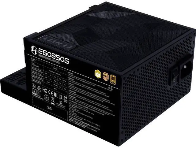 Alt view image 10 of 14 - Lian Li EDGE850W Fully Modular Low-Noise ATX Power Supply - ATX 3.1 & PCIE 5.1 Compliant - Cybenetics Gold Efficiency - 12V-2x6 Cable - L-Shape Design - Without USB/Fan Hub - Black (EG0850G.B)