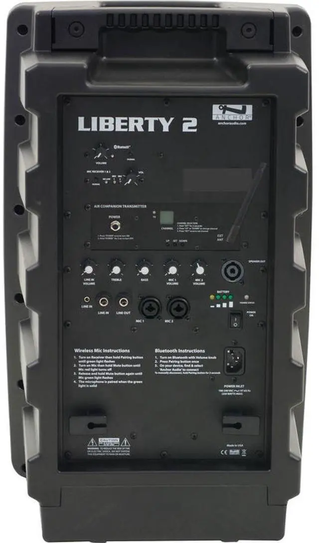 Alt view image 4 of 4 - Anchor Audio Liberty 2 Portable PA System with Built-In Bluetooth, AIR Wireless Transmitter & Dual Wireless Mic Receiver