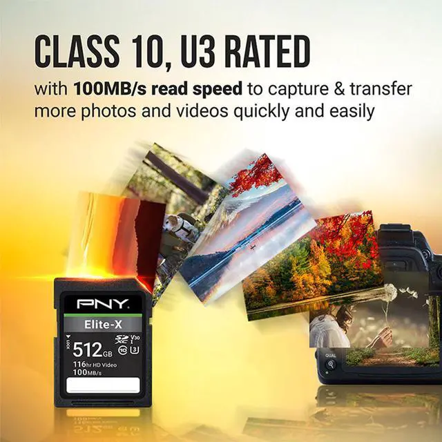 Alt view image 15 of 19 - PNY 64GB Elite-X Class 10 U3 V30 SDXC Flash Memory Card