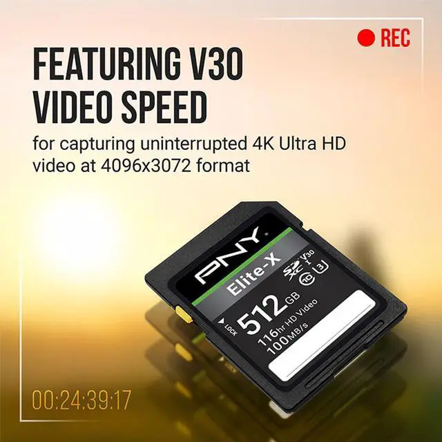 Alt view image 17 of 19 - PNY 64GB Elite-X Class 10 U3 V30 SDXC Flash Memory Card
