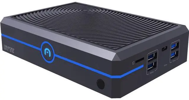 Alt view image 6 of 13 - Azulle Byte Mini Desktop Computer, Intel Celeron N4500 1.1GHz, 4GB RAM, 64GB eMMC, Windows 11 Pro, Black
