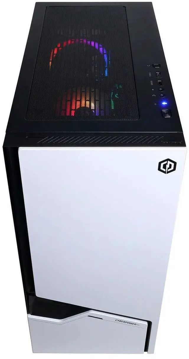 Alt view image 3 of 6 - CyberPowerPC Gamer Master Gaming Desktop Computer, AMD Ryzen 5 8400F 4.2GHz, 16GB RAM, 1TB SSD, AMD Radeon RX 9060 XT 8GB, Windows 11 Home, White