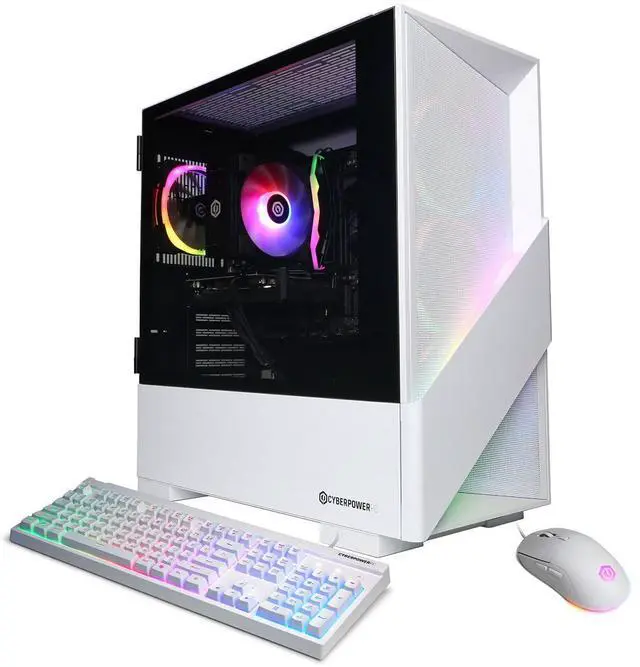 Main image of CyberPowerPC Gamer Xtreme Gaming Desktop Computer, Intel Core i5-14400F 2.5GHz, 16GB RAM, 1TB SSD, AMD Radeon RX 9060 XT 8GB, Windows 11 Home, White