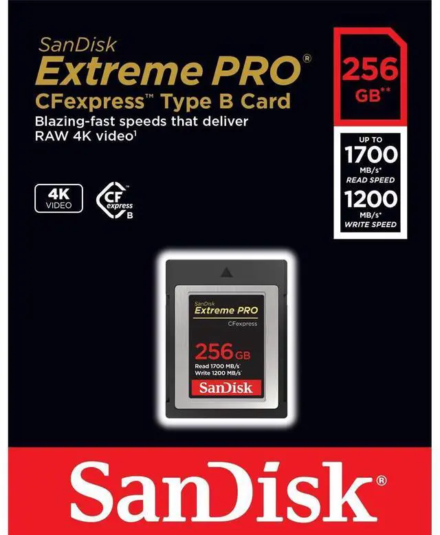 Alt view image 6 of 7 - SanDisk Extreme PRO 256GB CFexpress Type-B Memory Card, 1700MB/s Read, 1200MB/s Write with Memory Card Reader