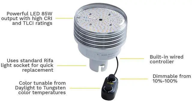 Alt view image 2 of 2 - Lowel Rifa LED 80W Upgrade Bulb with Wired Remote Control