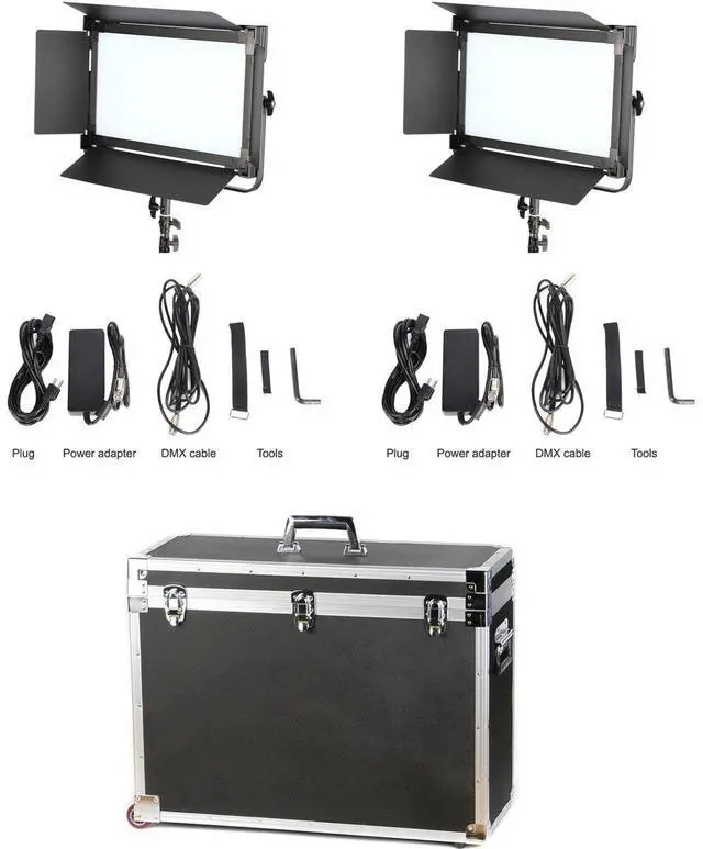 Alt view image 2 of 7 - Came-TV 1380 Bi-Color LED 2-Light Kit, Includes 2x 4-Way Barndoor, 2x Power Adapter, 2x DMX Cable, 2x AC Power Cord, Case