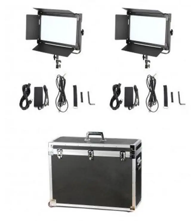 Main image of Came-TV 1380 Bi-Color LED 2-Light Kit, Includes 2x 4-Way Barndoor, 2x Power Adapter, 2x DMX Cable, 2x AC Power Cord, Case