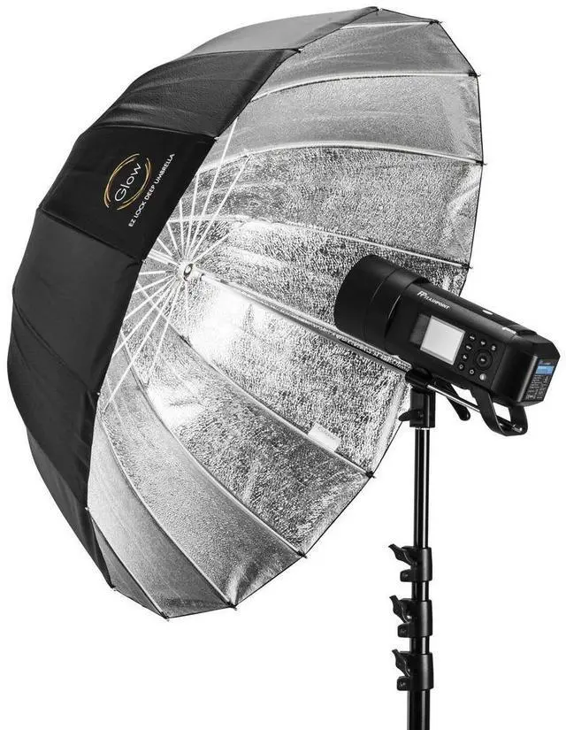 Alt view image 3 of 7 - Glow Easy Lock Medium Deep Beaded Silver Fiberglass Umbrella (33")