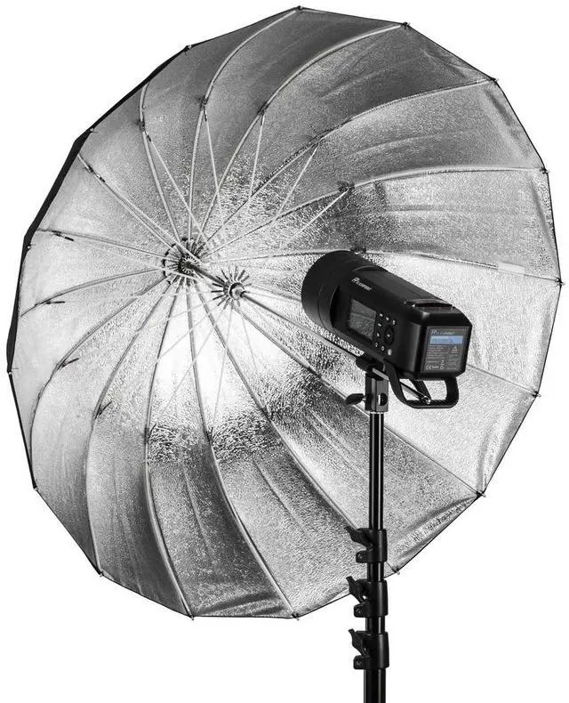 Alt view image 4 of 7 - Glow Easy Lock Medium Deep Beaded Silver Fiberglass Umbrella (33")