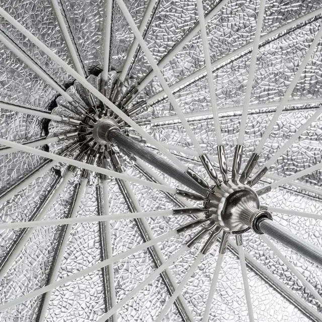 Alt view image 6 of 7 - Glow Easy Lock Medium Deep Beaded Silver Fiberglass Umbrella (33")
