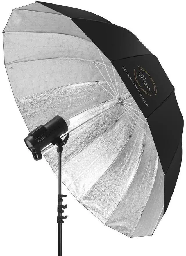 Alt view image 4 of 7 - Glow Easy Lock X-Large Deep Beaded Silver Fiberglass Umbrella (65")