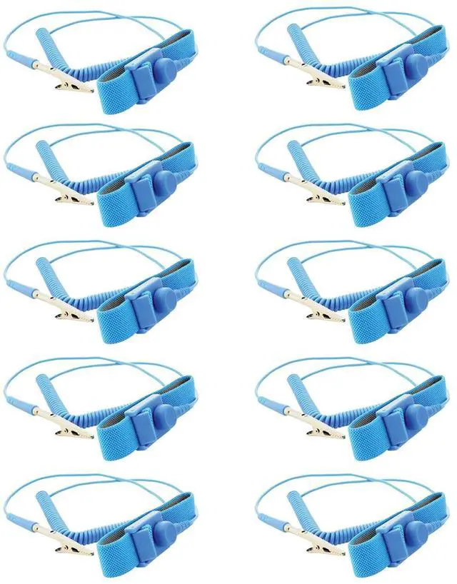 Main image of Green Extreme 6' Anti-Static Wrist Strap, 10-Pack Adjustable Anti Static Wrist Strap, Blue