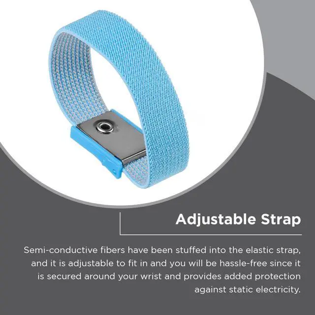 Alt view image 4 of 6 - Green Extreme 6' Anti-Static Wrist Strap, 10-Pack Adjustable Anti Static Wrist Strap, Blue
