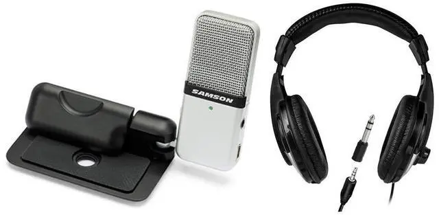 Main image of Samson Go Mic USB Microphone for Mac and PC Computers, Silver - With H&A Closed-Back Studio Monitor Headphones