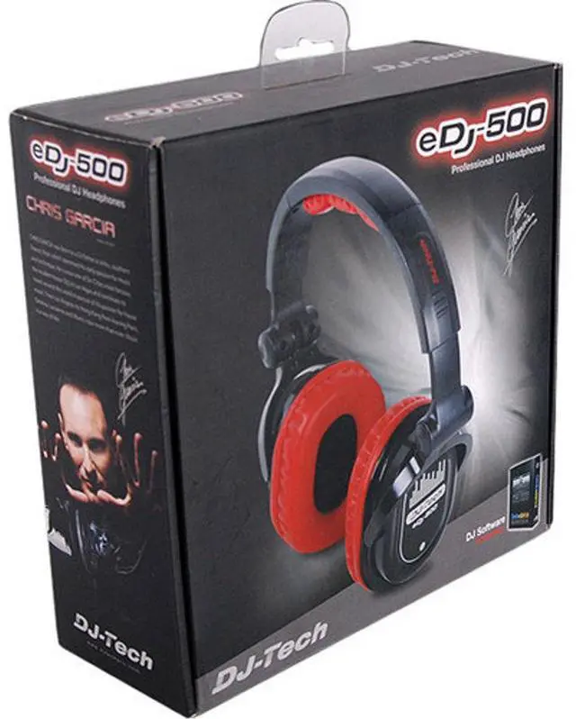 Alt view image 7 of 8 - Professional Headphones from World Famous DJ Chris Garcia w/1/4-inch adapter & 1/8-inch adapter, RED