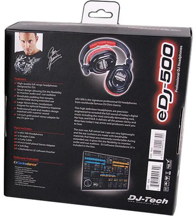 Alt view image 8 of 8 - Professional Headphones from World Famous DJ Chris Garcia w/1/4-inch adapter & 1/8-inch adapter, RED