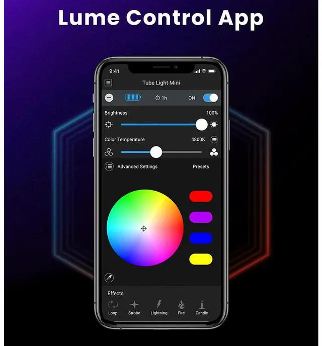 Alt view image 7 of 7 - Lume Cube 4' XL RGB LED Tube Light