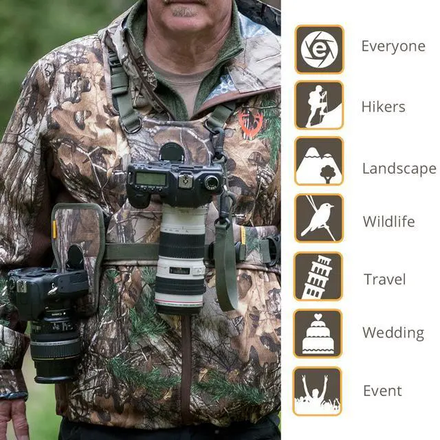 Alt view image 5 of 12 - Cotton Carrier G3 Harness System for 2x DSLR Camera, Realtree Xtra Camo #147CAMO