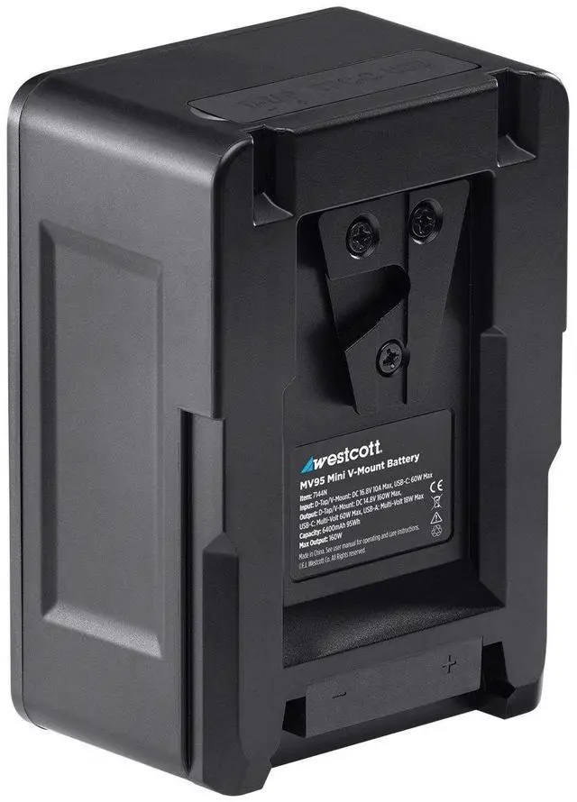 Alt view image 3 of 7 - Westcott MV95 Mini 95Wh 14.8V 6400mAh Lithium-ion V-Mount Battery