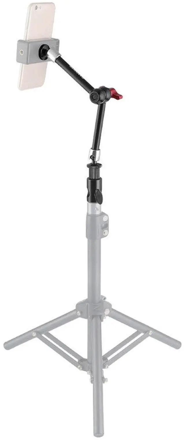 Alt view image 2 of 6 - CAMVATE 11" Articulating Magic Arm with 1/4" Thread Screw Mount & Light Stand Head Adapter, Red Knob