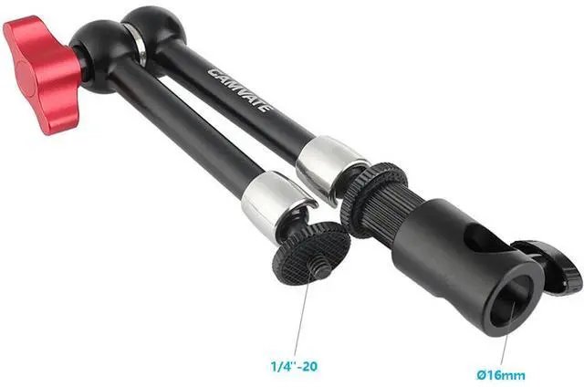 Alt view image 5 of 6 - CAMVATE 11" Articulating Magic Arm with 1/4" Thread Screw Mount & Light Stand Head Adapter, Red Knob
