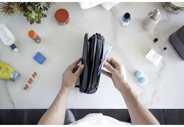 Alt view image 16 of 18 - nomatic- toiletry wash bag for travel, waterproof storage case for shaving kit, makeup, toiletries (black), large v2