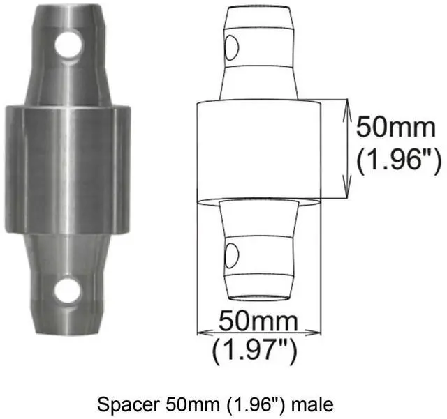 Alt view image 2 of 2 - ProX XT-SPMM50 Spacer 50mm Male Coupler