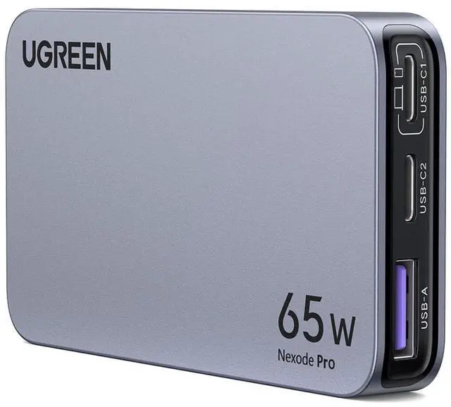 Alt view image 2 of 7 - UGREEN Nexode Pro 65W 3-in-1 USB-C GaN Ultra-Slim Wall Charger, Black