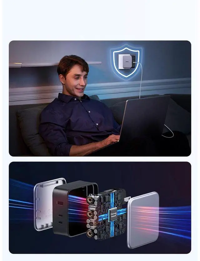 Alt view image 6 of 7 - UGREEN Nexode 140W 3-Port USB GaN Wall Charger