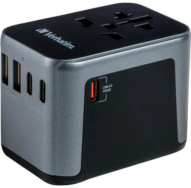 Alt view image 11 of 15 - Verbatim UTA-03 Universal Travel Adapter 30W - USB -C, USB-A - 120 V AC, 230 V AC Input - 5 V DC, 9 V DC, 12 V DC, 15 V DC, 20 V DC Output - 3 A
