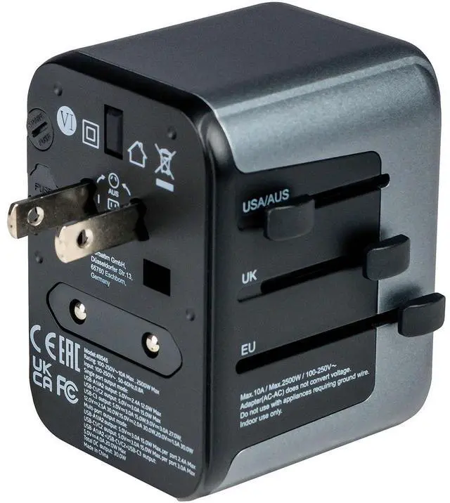 Alt view image 15 of 15 - Verbatim UTA-03 Universal Travel Adapter 30W - USB -C, USB-A - 120 V AC, 230 V AC Input - 5 V DC, 9 V DC, 12 V DC, 15 V DC, 20 V DC Output - 3 A