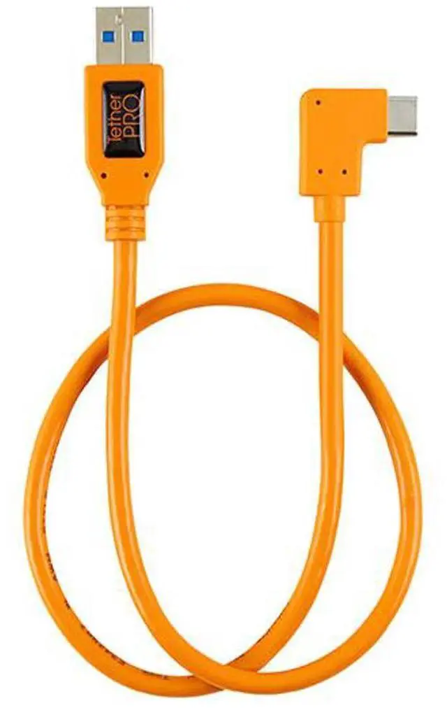 Alt view image 2 of 8 - Tether Tools TetherPro Right Angle Adapter USB 3.0 to USB-C, Orange #CUCRT02-ORG