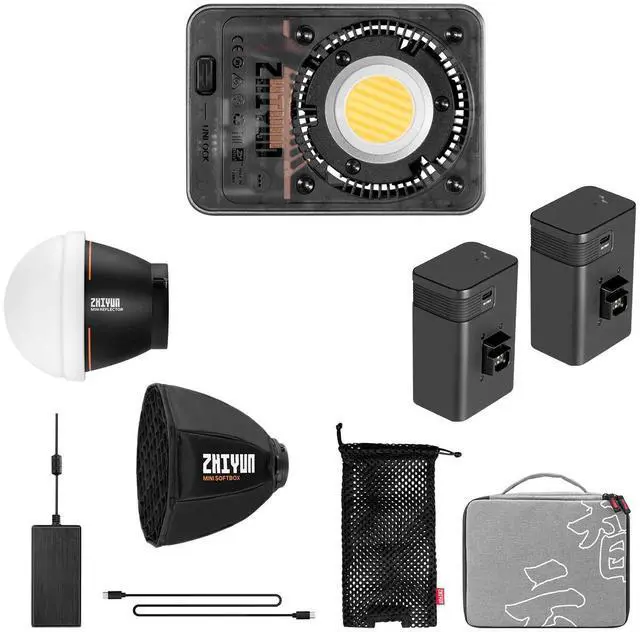 Alt view image 2 of 5 - Zhiyun PLX105 MOLUS X60 60W Bi-Color Pocket COB LED Light Pro Kit, Bundle with 9.5' Pro Air-Cushioned Light Stand