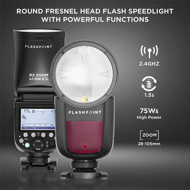Alt view image 2 of 9 - Flashpoint Zoom Li-on X R2 TTL On-Camera Round Flash Speedlight For Sony (V1)