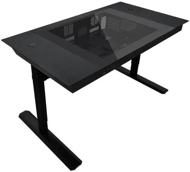 Alt view image 12 of 18 - Lian Li Motorized Standing Desk DK-07X : Dual E-ATX Support, Wireless Charging & USB Ports for Ultimate Workflow - Versatile Motorized Desk - Cable Management --  DK07X