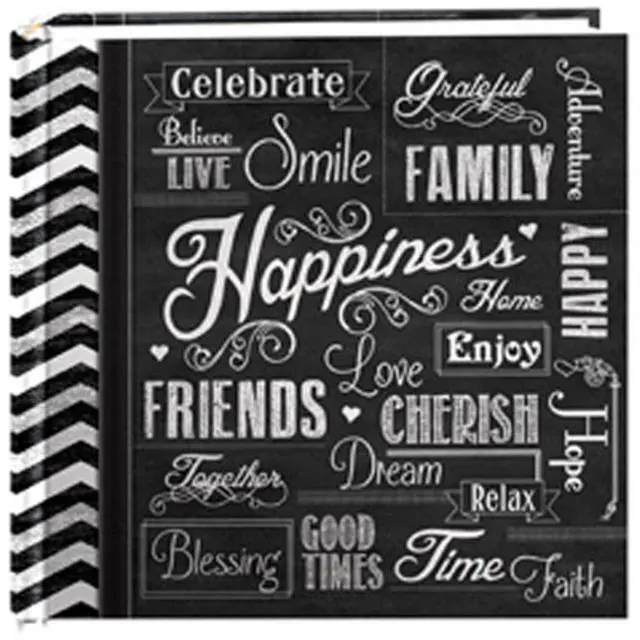 Alt view image 6 of 6 - pioneer photo albums ev-246chlk/h 200-pocket chalkboard printed happiness theme photo album for 4 by 6-inch prints